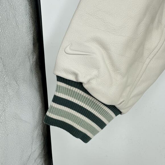 Nike Sportswear Destroyer Womens XS Jacket Wool Leather Varsity Green FN3672 - Picture 8 of 15